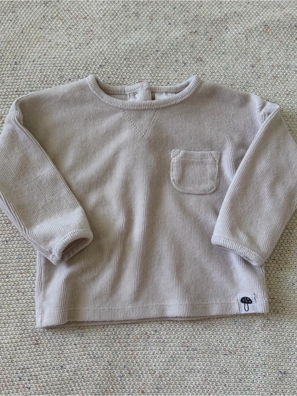 Kids Long-Sleeve Crewneck Pocket Top - Cream